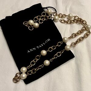 Ann Taylor Gold and Cream Pearl Necklace